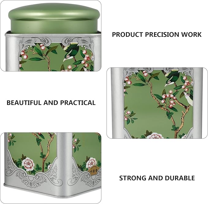 BESPORTBLE Tea Tin Canister with Airtight Double Lids Airtight Loose Tea Canister Tinplate Empty Tin Coffee Candy Herbs and Spices