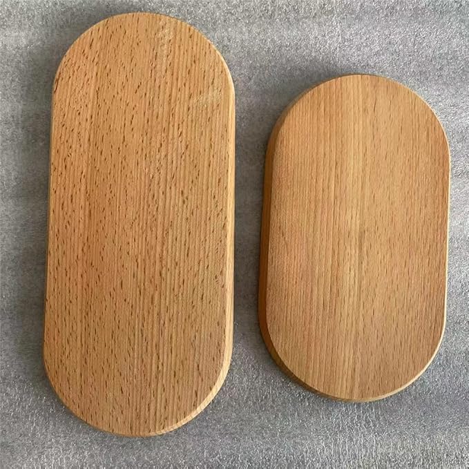Mini Serving Tray for Jewellery Key Coin Set of 2, Oval Wood Natural Dessert Cup Tray, Small Wooden Cheese Plate, Tableware Decorative Tray