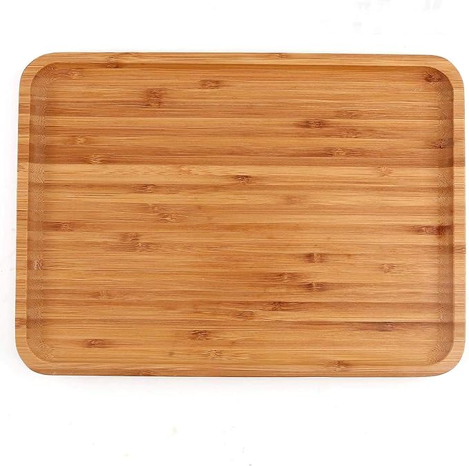 Bamboo Plates,2 Pack Cheese Plates Coffee Tea Serving Tray Fruit platters Party Dinner Plates Sour Candy Tray 13 x 9 x 0.8 inches