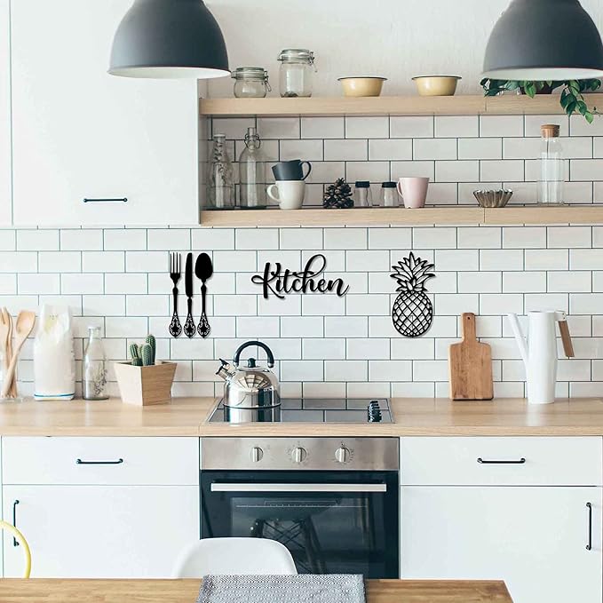 4eN Kitchen Wall Sign – Modern MDF Wooden Wall Decor for Kitchen & Dining Area – Minimalist Farmhouse Kitchen Decoration-5 Pieces
