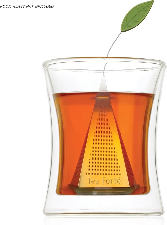 Tea Forte Icon Stainless Steel Loose Leaf Tea Infuser, Extra Fine Strainer with Silicone Leaf and Base