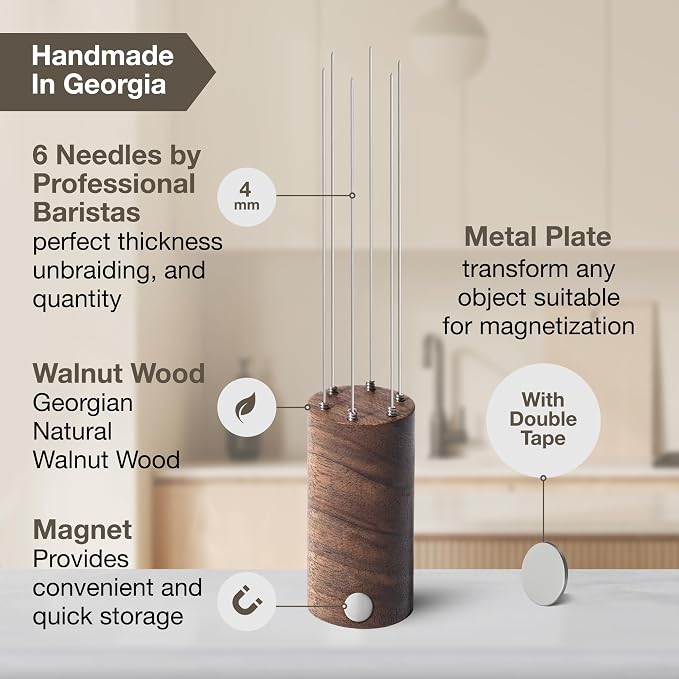 WDT Tool Espresso Stirrers - Coffee Distributor Barista Tools - Espresso Needle Distribution Tool for Coffee Accessories Kit - Walnut Wood Gifts for Coffee Lovers - Image 4