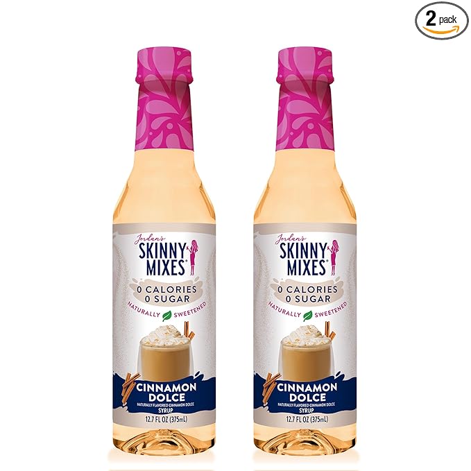 Jordan's Skinny Mixes Syrups, Cinnamon Dolce Coffee Syrup, Sugar Free, Zero Calorie Drink Flavoring & Mixes, 25.4 Ounces (Pack of 2)