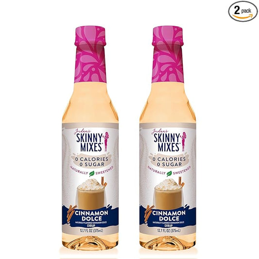 Jordan's Skinny Mixes Syrups, Cinnamon Dolce Coffee Syrup, Sugar Free, Zero Calorie Drink Flavoring & Mixes, 25.4 Ounces (Pack of 2)