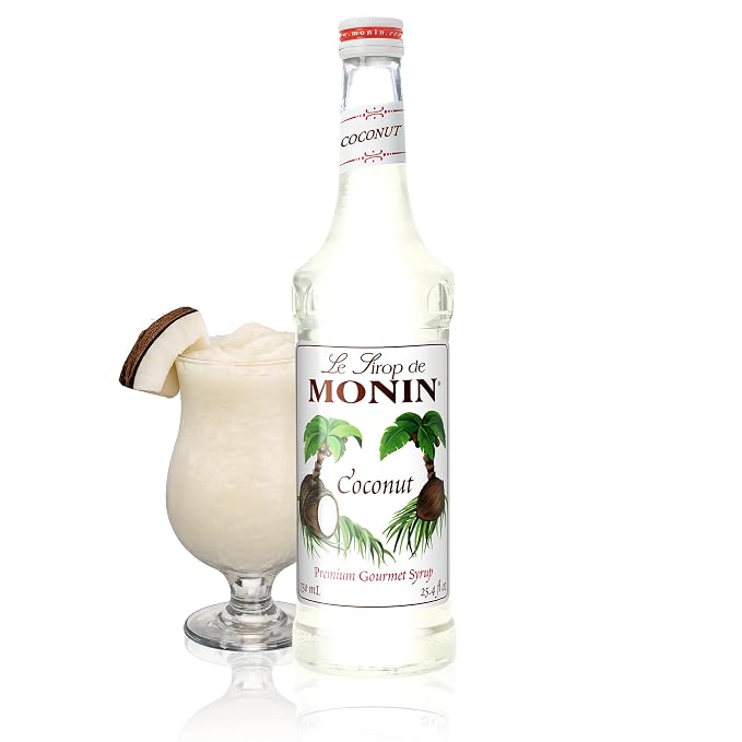 Monin - Coconut Syrup, Creamy Tropical Flavored Syrup, Coffee Syrup, Natural Flavor Drink Mix, Simple Syrup for Coffee, Lemonade, Cocktails, & More, Gluten-Free, Non-GMO, Clean Label (750 ml) by Monin