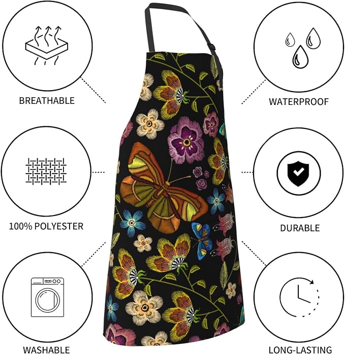 Perinsto Waterproof Apron With 2 Pockets Kitchen Chef Aprons Bibs For Cooking Baking Painting Gardening Grooming - Image 5