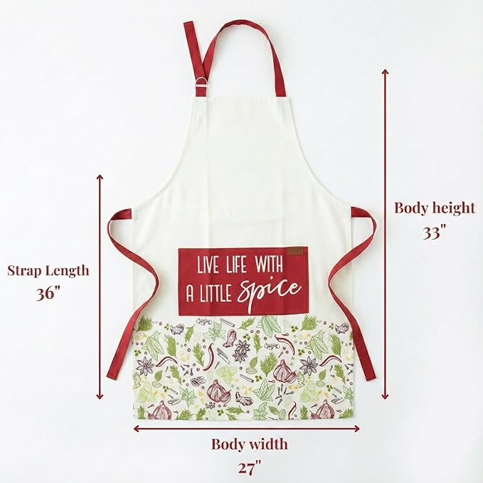 100% Cotton Printed Kitchen Apron with 2 Pockets for Men and Women – Adjustable Chef Apron - Machine Washable
