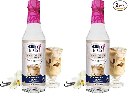 Jordan's Skinny Mixes Sugar Free Coffee Syrup, Vanilla Bean Coffee Flavoring Syrup, Naturally Sweetened Zero Calorie Drink Mix, Lattes, Baking, Protein Shake, Cocktail, Dairy & Gluten Free, 12.7 Fl Oz