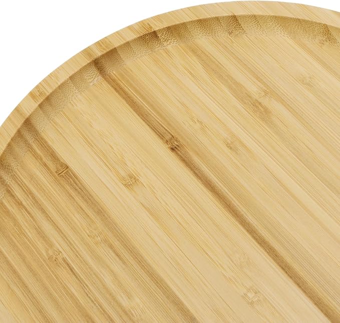 3 PCS 12 Inch Round Bamboo Tray, Bamboo Serving Platter Round Wood Plate, Unfinished Wood Tray for Pizza, Cheese, Fruit, Breakfast
