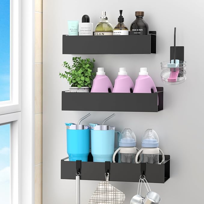 HuggieGems Metal Magnetic Water Bottle Holder for Refrigerator, Cup Holder Organizer for Stanley and Tumbler for Kitchen, 3 Pack, Jet Black - Image 5