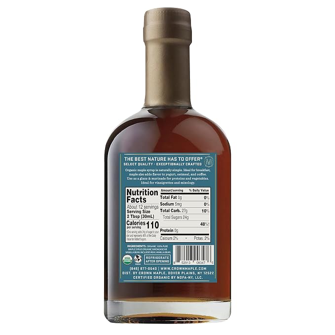 Crown Maple Certified Organic Madagascar Vanilla Infused Maple Syrup, Pure, Gluten Free, No Preservatives, Non-GMO Pairs well with Pancakes, Coffee, Cocktails & Brunch, 12.7 Fl Oz (Pack of 6) - Image 2