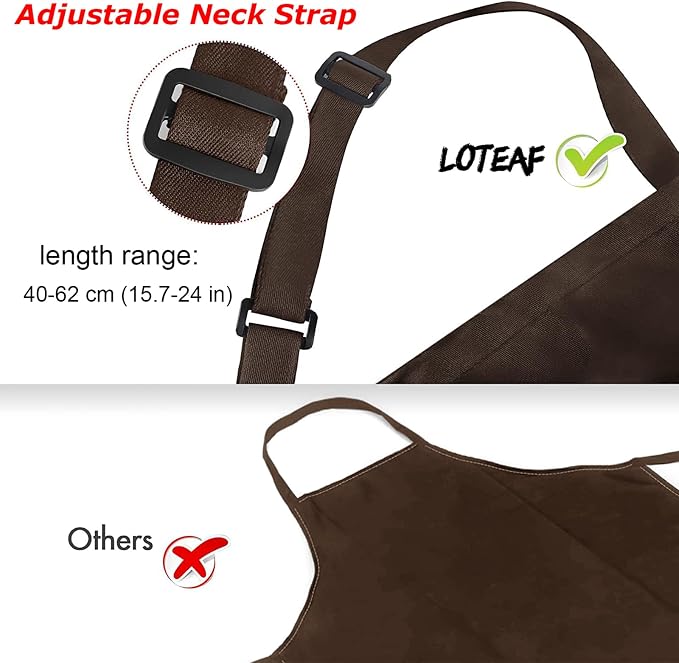 4 Packs Chef Apron, Waterproof Apron, Adjustable Aprons with 2 Pockets for Men Women, Professional Aprons for Kitchen Cooking Gardening Painting Baking Restaurant (Coffee) - Image 6