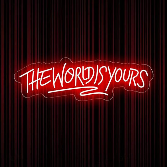 The World is Yours Neon Sign Dimmable World Yours LED Sign for Wall Decor USB Powered Neon Light for Man Cave Home Bar Bistro Club Cafe Wedding Game Room Birthday Gift Graduation Party by Unknown