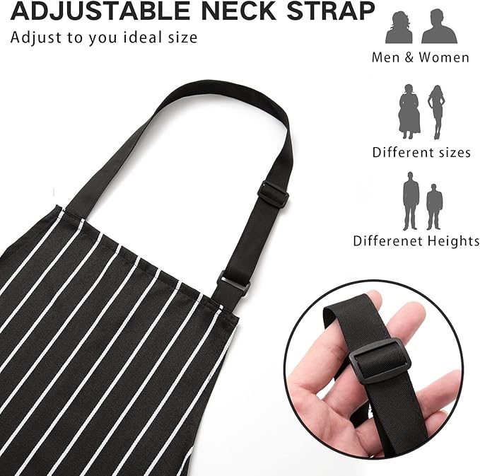 BeLuyi Adjustable Bib Apron with 2 Pockets Chef Cooking Kitchen Restaurant Aprons for Women Men