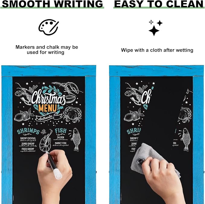 Large Sandwich A-Frame Chalkboard Sign - 40 x 20 Inches Blue Magnetic Wooden Chalk Board for Sidewalk, Stand up Double-Sided Outdoor Easel Display for Restaurant Cafe Shop Wedding Party or Business - Image 4