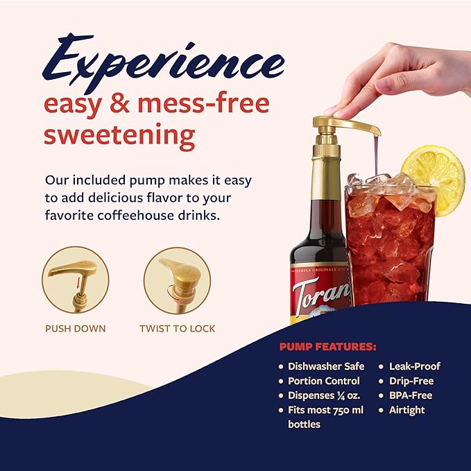 Torani Huckleberry Syrup for Drinks, Flavoring for Iced Tea, Lemonade, Sodas, and Cocktails, Pump Included, 25.4 Oz