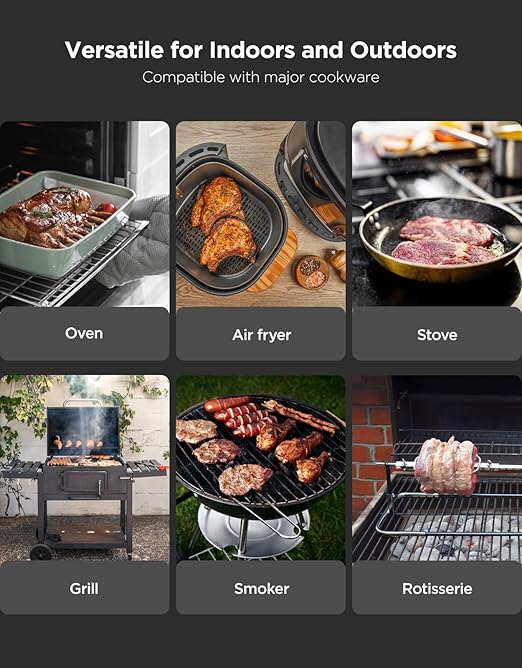 GoveeLife Bluetooth Wireless Meat Thermometer with Digital Standalone LCD Base, WiFi Unlimited Range, 1.8 Accuracy, Food Grade Internal Ambient Sensor Probes for Kitchen, BBQ, Grill, Oven, Smoker