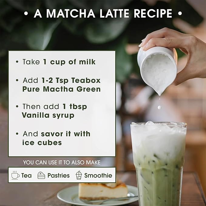 Teabox Matcha Green Tea Powder | 100% Pure & Fresh Authentic Premium Grade Matcha From The wengest Tencha Leaves | Sourced From Shizuoka, Japan | 25 Grams