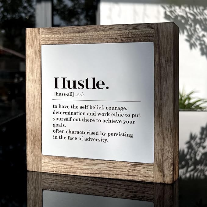 Hustle Definition Sign - Wooden Box Sign for Office, Classroom & Bedroom Decor - Motivational Desk Art - Farmhouse Style - Image 3