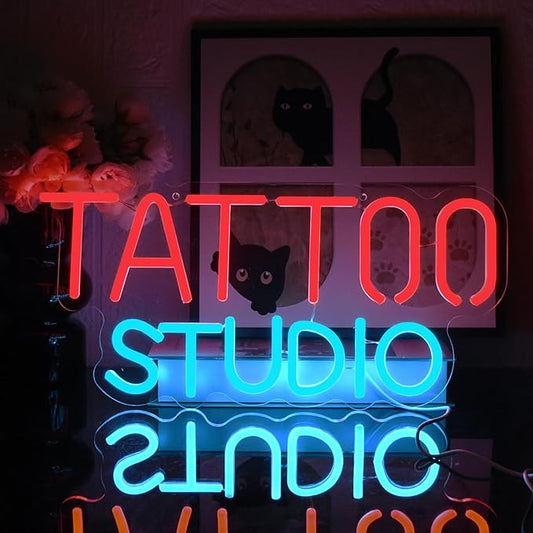 Tattoo Neon Sign For Wall Decor, Tattoo Studio Neon Sign Dimmable Tattoo Neon Light for Bedroom Tattoo Shop Salon Studio Garage Man Cave Game Room Wall Decoration
