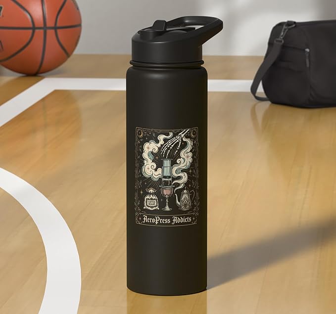 Gothic AeroPress Coffee Shirts Mystical Coffee Brewing Scene Stainless Steel Insulated Water Bottle