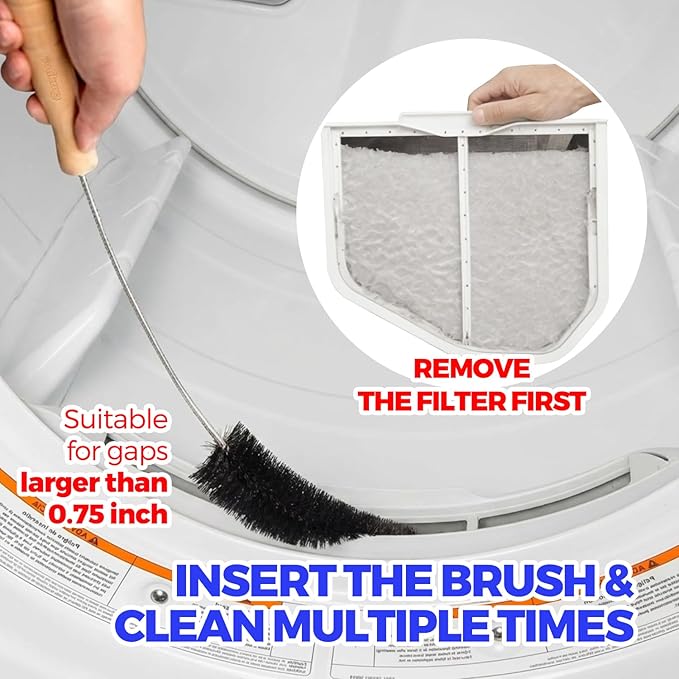 Holikme Dryer Vent Cleaner Kit, 3 Pieces Dryer Lint Brush- Household Supplies 304 Stainless Steel Cleaning Brush Home Essentials Crevice Brush for Lint Trap - Image 2