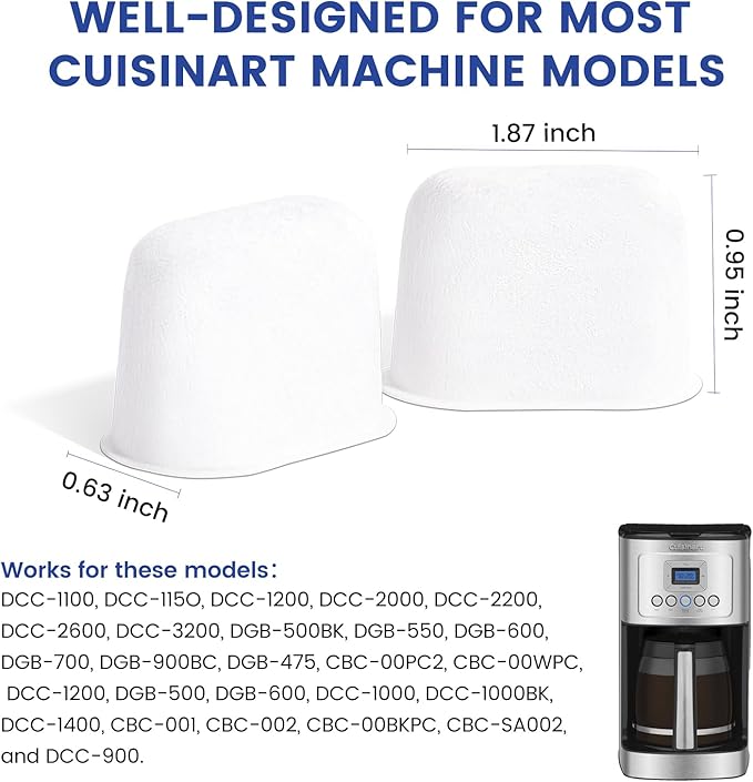 Replacement Charcoal Water Filters -Removes Chlorine, odors, and others impurities from Water -Better Tasting Coffee-for Cuisinart Coffee Machines- Set of 24 pack