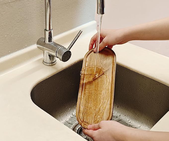 Small Wooden Oval Tray (11.3 x 4.1 inch) 6 Pack, Mini Serving Tray for Coffee Tables, Dessert, Snack, Fruit, Acacia Wood Platter for Vegetable, Decor Restaurant