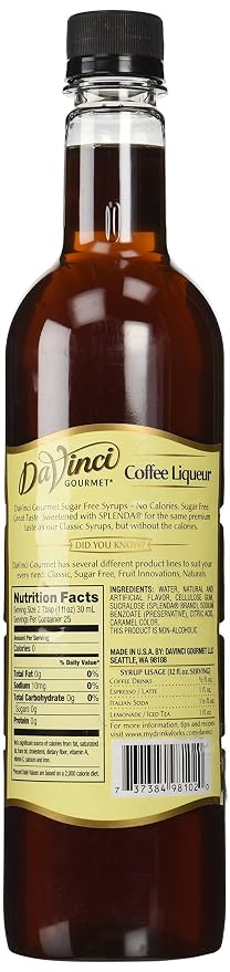 DaVinci SUGAR FREE Coffee Liqueur Syrup 750ml - Image 2