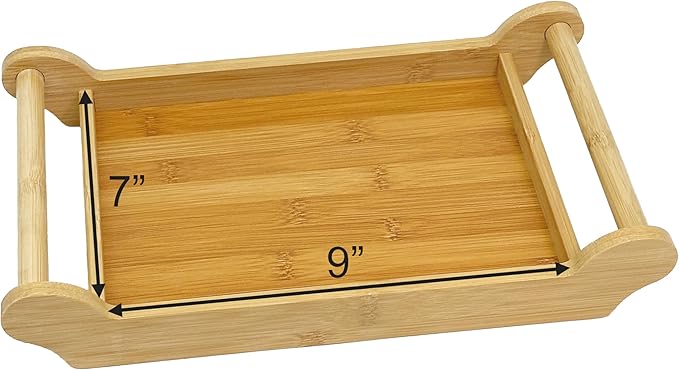 Bam & Boo - Bamboo Serving Tray with Extra Large Handles (8" x 12.5")