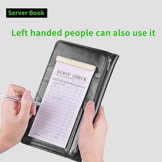Server Books for Waitress, with 7 Large Pockets, Waiter Serving Book, Waitstaff Server Order Pads, Cute PU Leather Server Book with Pen Holder Fit Server Apron, Skull Death - Image 6