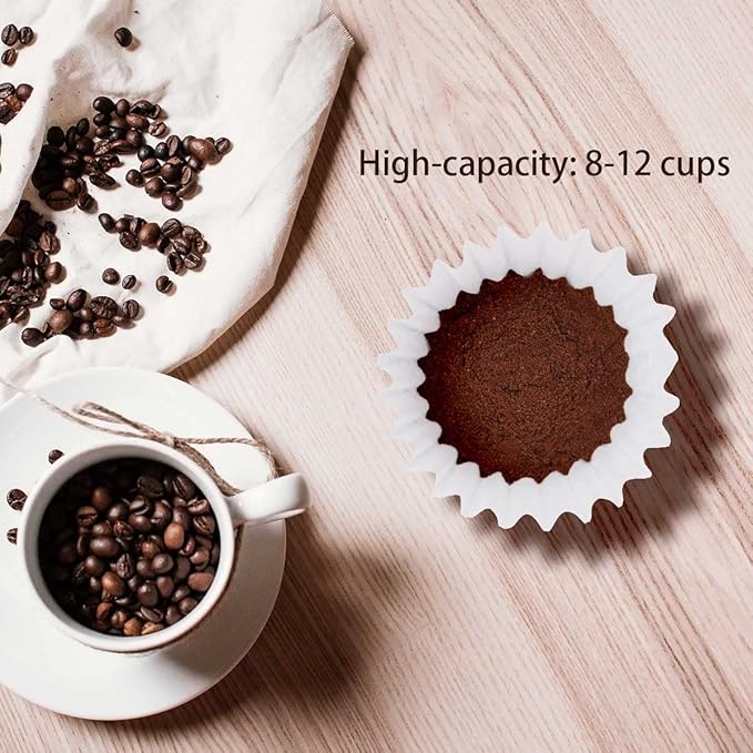 Coffee Filters 8-12 Cup, 7.875 inch x 3.25 inch, 100 Count Basket Coffee Filters, White Disposable 8 to 12 Cup Coffee Filter Paper