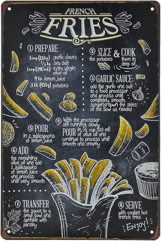 Fast Food Vintage Tin Sign - French Fries Retro Metel Sign - Wall Decor wall sign for Kitchen Bakery Cafe Restaurant by TREEPERI