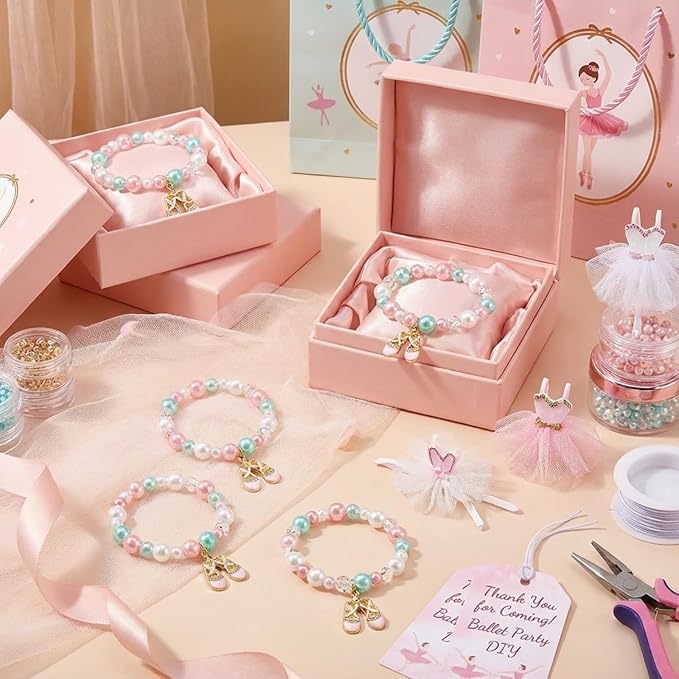 Ecally 12 Pcs Ballerina Party Favors Ballerina Bracelet Bulk Dance Bracelet Gift Party Supplies for Women Costume Jewelry Princess Toddlers Kids Girls