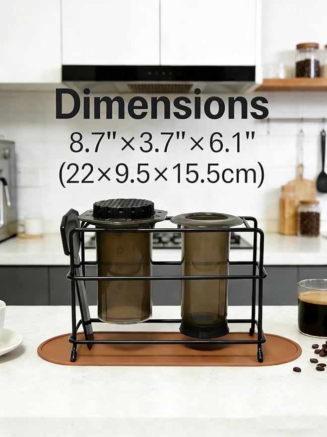 Iron Organizer Stand for AeroPress original,Clear, Metal Coffee Bar Station and Super compact Storage Solution Fits AeroPress , Caddy Holder for Coffee Maker and Accessories