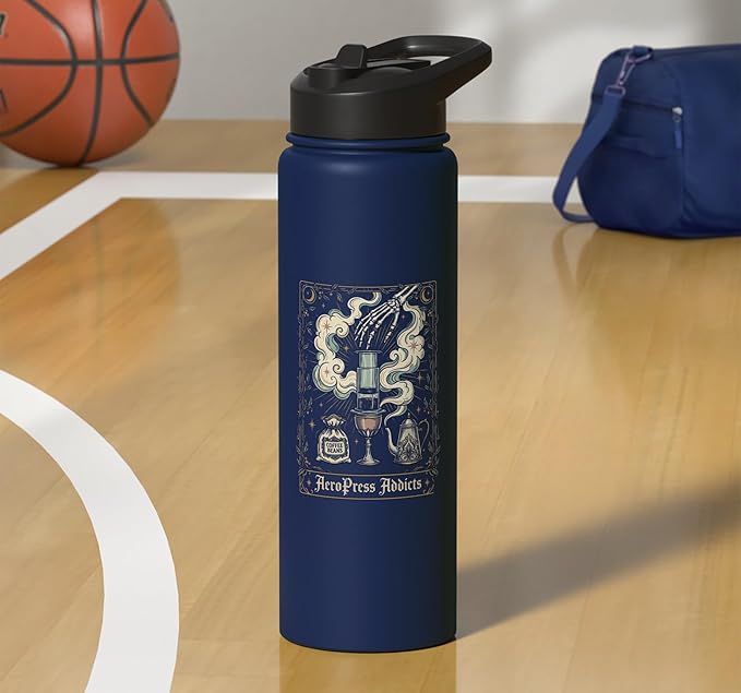 Gothic AeroPress Coffee Shirts Mystical Coffee Brewing Scene Stainless Steel Insulated Water Bottle