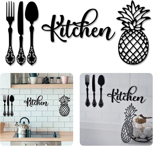 4eN Kitchen Wall Sign – Modern MDF Wooden Wall Decor for Kitchen & Dining Area – Minimalist Farmhouse Kitchen Decoration-5 Pieces