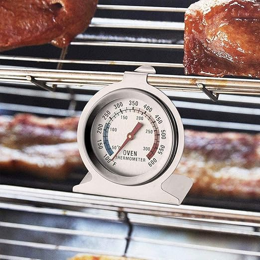 Anvin Oven Thermometers Large Dial Oven Grill Monitoring Cooking Thermometer with Dual-Scale 50-300°C/100-600°F for BBQ Baking, Hooks or Stands Alone Thermometers Durable Steel (Pack of 2)