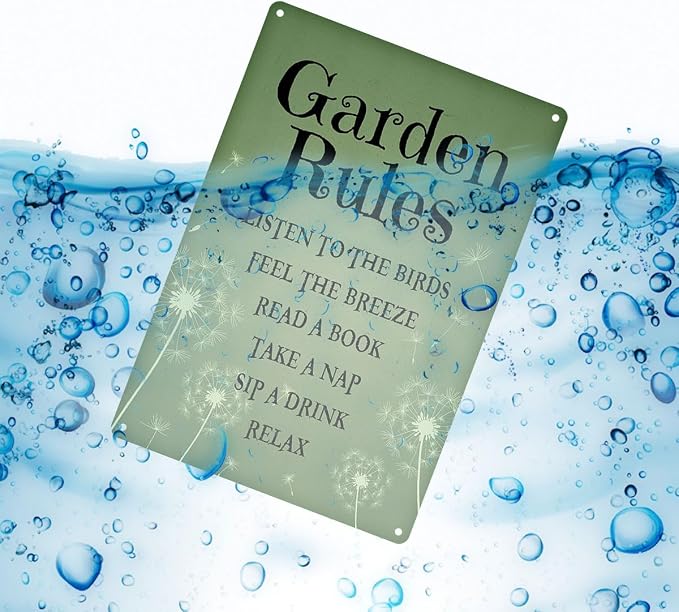 Garden Rules Sign Art Print Poster Wall Decor Retro Green Vintage Garden Metal Signs Outdoor Home Bar Kitchen Cafe Farmhouse 12x8 Inch Aluminium Hanging Plaque - Image 3