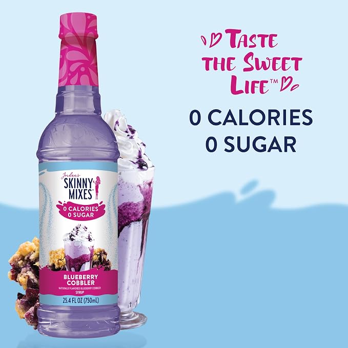 Jordan's Skinny Mixes Sugar Free Coffee Syrup, Blueberry Cobbler Coffee Flavoring Syrup, Zero Calorie Drink Mix for Lattes, Baking, Protein Shake or Cocktail, Dairy & Gluten Free, Kosher, 25.4 Fl Oz - Image 4