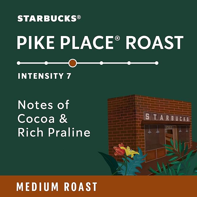 Starbucks by Nespresso Original Line, Pike Place, Medium Roast Coffee,Espresso Pods, (Pack of 10)
