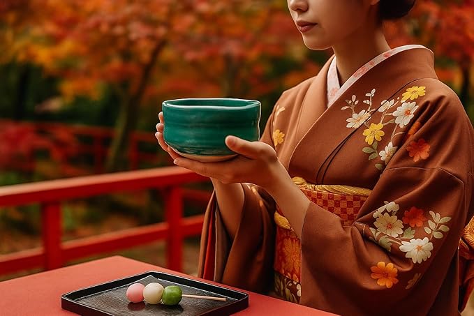 Japanese Traditional Handcrafted Matcha Chawan Tea Bowl Cup Ceremony Tableware Pottery (Shinryoku)