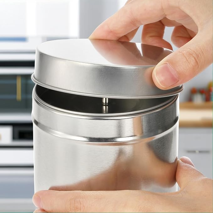 Yesland 8 Pack Tea Tin Canister with Airtight Double Lids, 32 Fluid oz Tea Storage Organizer Tin Can Box Round Loose Leaf Tea Kitchen Canisters for Coffee, Candy, Herbs and Spices(Silver)
