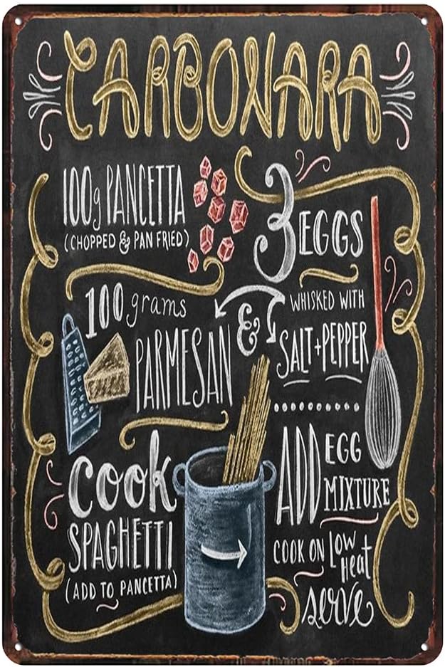 Vintage carbonara Tin Sign - Retro Food Metel Sign - Wall Decor wall sign for Kitchen Bakery Cafe Restaurant by TREEPERI