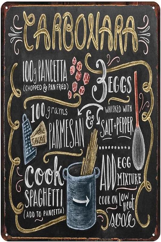 Vintage carbonara Tin Sign - Retro Food Metel Sign - Wall Decor wall sign for Kitchen Bakery Cafe Restaurant by TREEPERI