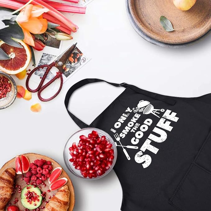 Rosoz Funny BBQ Black Chef Aprons for Men, Adjustable Kitchen Cooking Aprons for Men, Dad, Husband - Birthday, Father's Day - Image 5