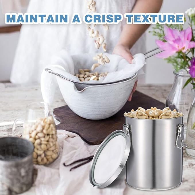 Stainless Steel Coffee Canister for Ground Coffee | 100% Airtight Metal Food Storage Container with Lid Sealed - Keep CoffeeS Beans, Sugar, Tea Fresh for Months (56 fl oz)