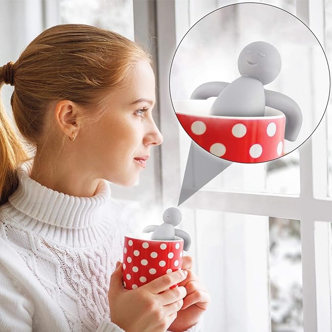 Hicarer 2 Pieces Tea Infuser for Loose Cute Fine Mesh Strainer Stainless Steel Tea Filter Ball Diffuser Steeper for Teacups Teapots (Gray)