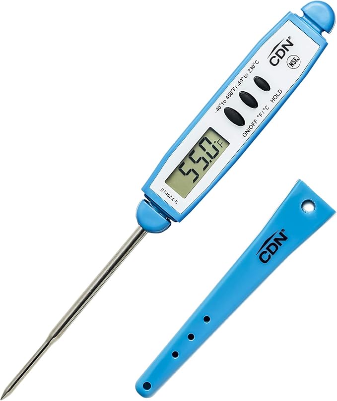 CDN ProAccurate® Instant Read Digital Pocket Thermometer for Meat, Cooking with 2.5mm Reduced Tip, Stainless Steel Stem, Fast Accurate Readings (DT450X)