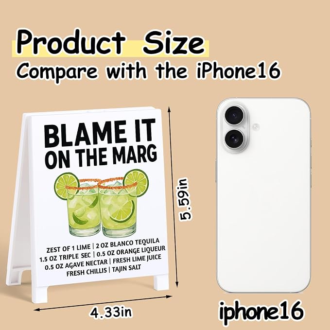 Blame It On The Margs Bar Decor Sign Funny Coffee Bar Accessories Plaque for Home Pub Lounge Man Cave Party Decoration for New Couples Drink Lovers & Bartenders Christmas Gifts - Image 2